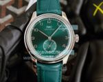Copy IWC Schaffhausen Portuguese Green Dial Green Leather Watch 40MM